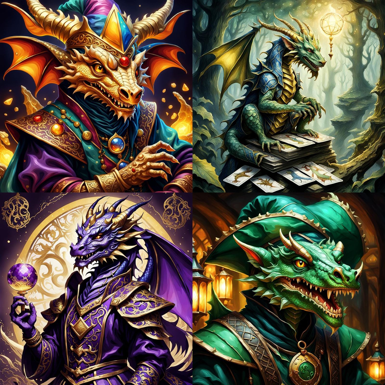 Jester Dragon Tarot Card Illustration