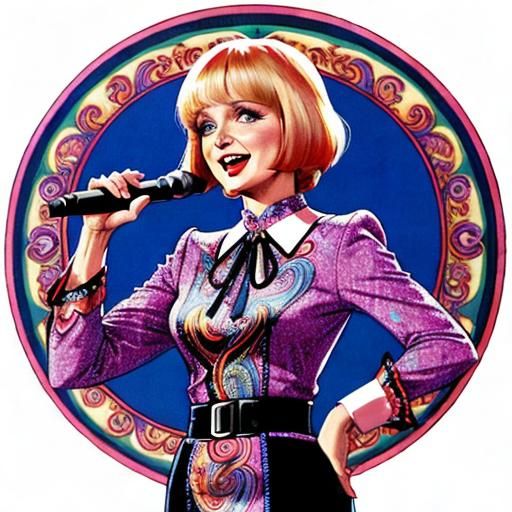 Florence Henderson Singing in Art Deco Colored Pencil Sketch