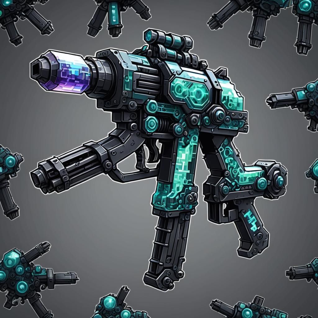 Pixel Art Raygun Gothic Fractal Cyborg