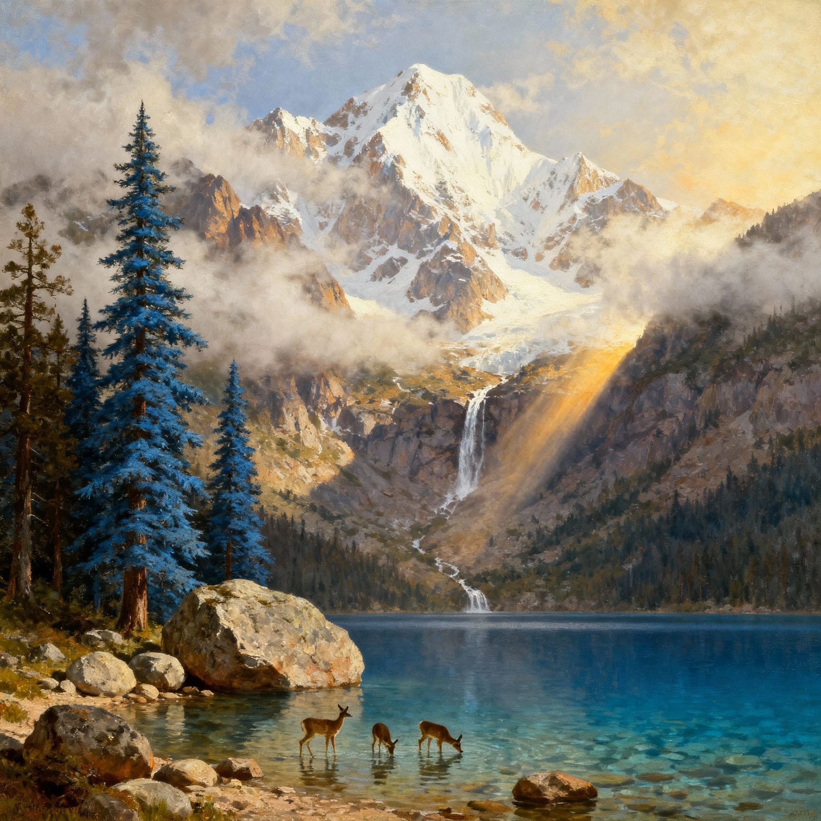 Majestic Sierra Nevada Mountains in Bierstadt Style