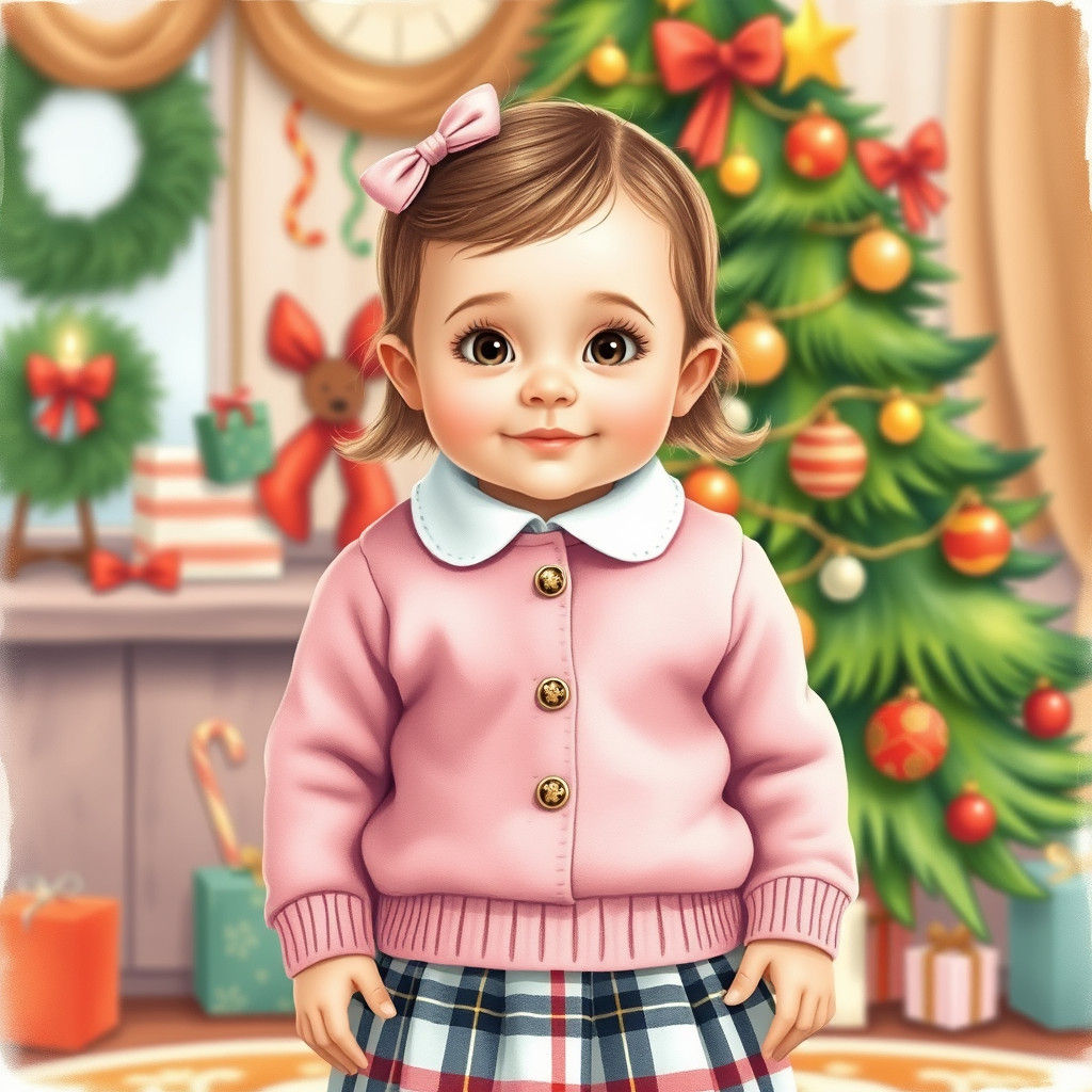 Preppy Baby Girl with Grinch Christmas Tree