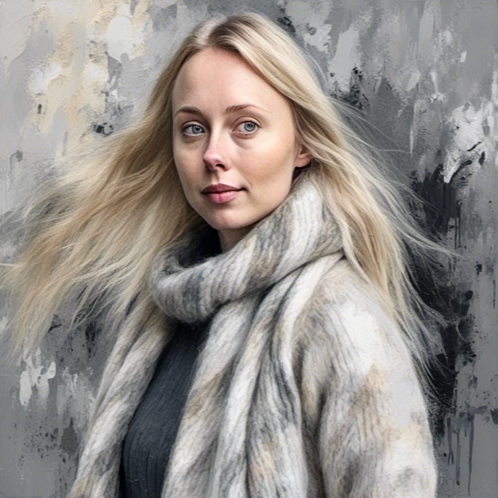 Nordic Transwoman Painting in Fluid Brushwork Style