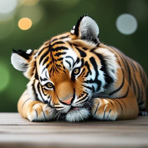 Whimsical Tiger Cub Sips Milk in Warm Ambiance