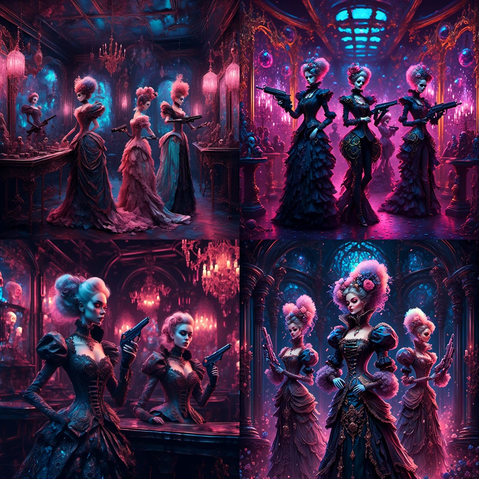 Victorian Women Play Laser Tag in Steampunk Style