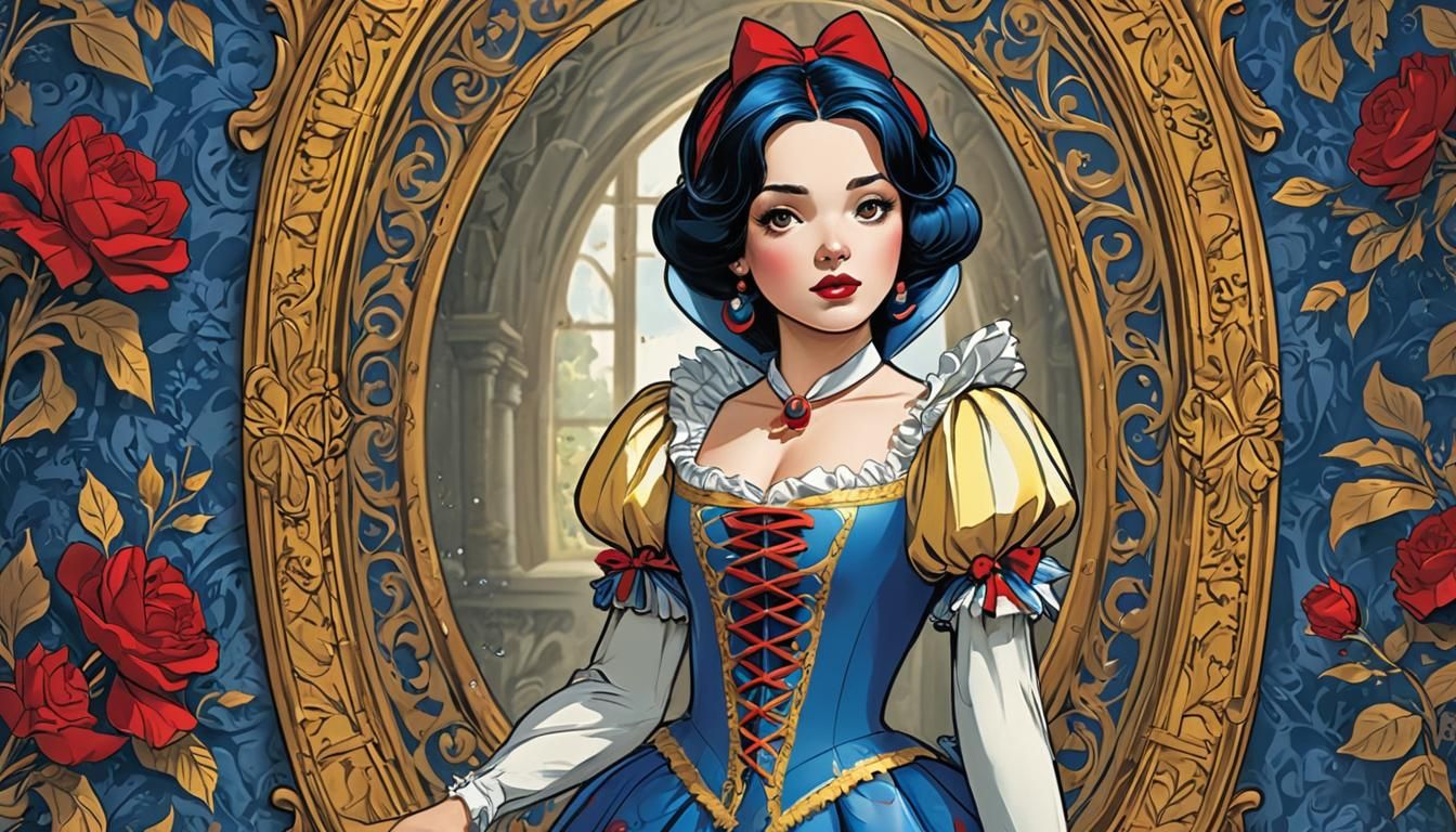 Stylized Snow White Comic Cover with Contrasting Figures