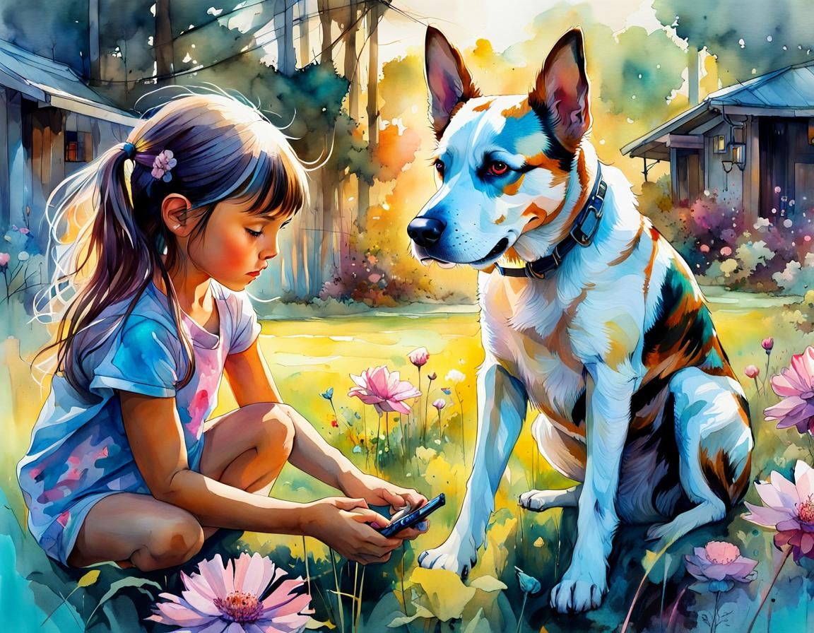 A Little Girl and Her Dog