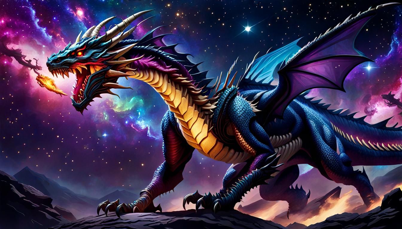 Cosmic Galaxy Dragon Illustration in 8K