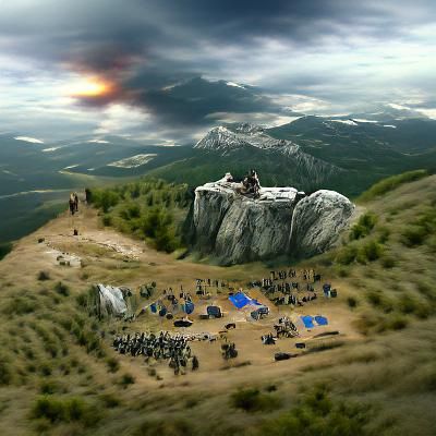 Spartacus' Rebellion Camping on a mountain