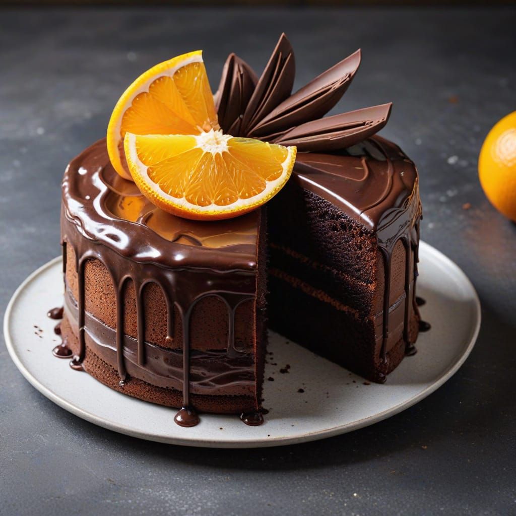Chocolate Cake with Orange Slice Topping