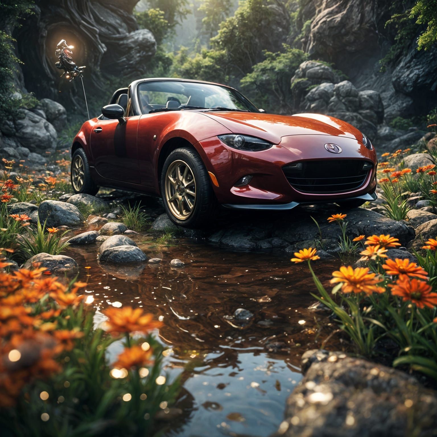 Googly-Eyed Miata: Detailed Matte Painting