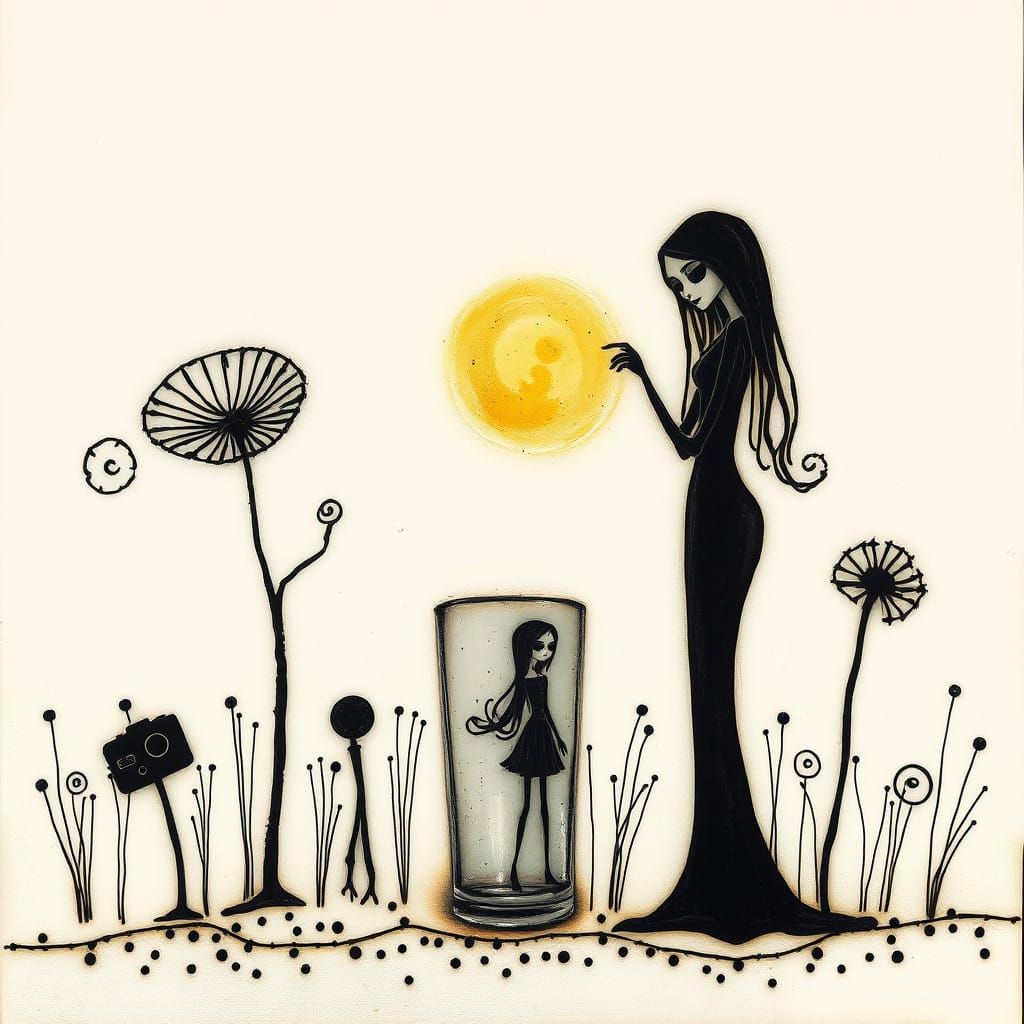 Surreal Warli Painting of Memories in Impressionist Style