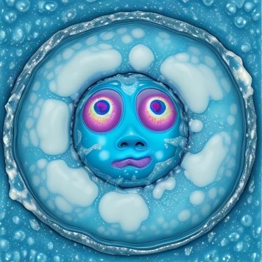 Psychedelic But water's his weakness, a sugary demise,
A gooey puddle remains, with sad, sugary eyes.