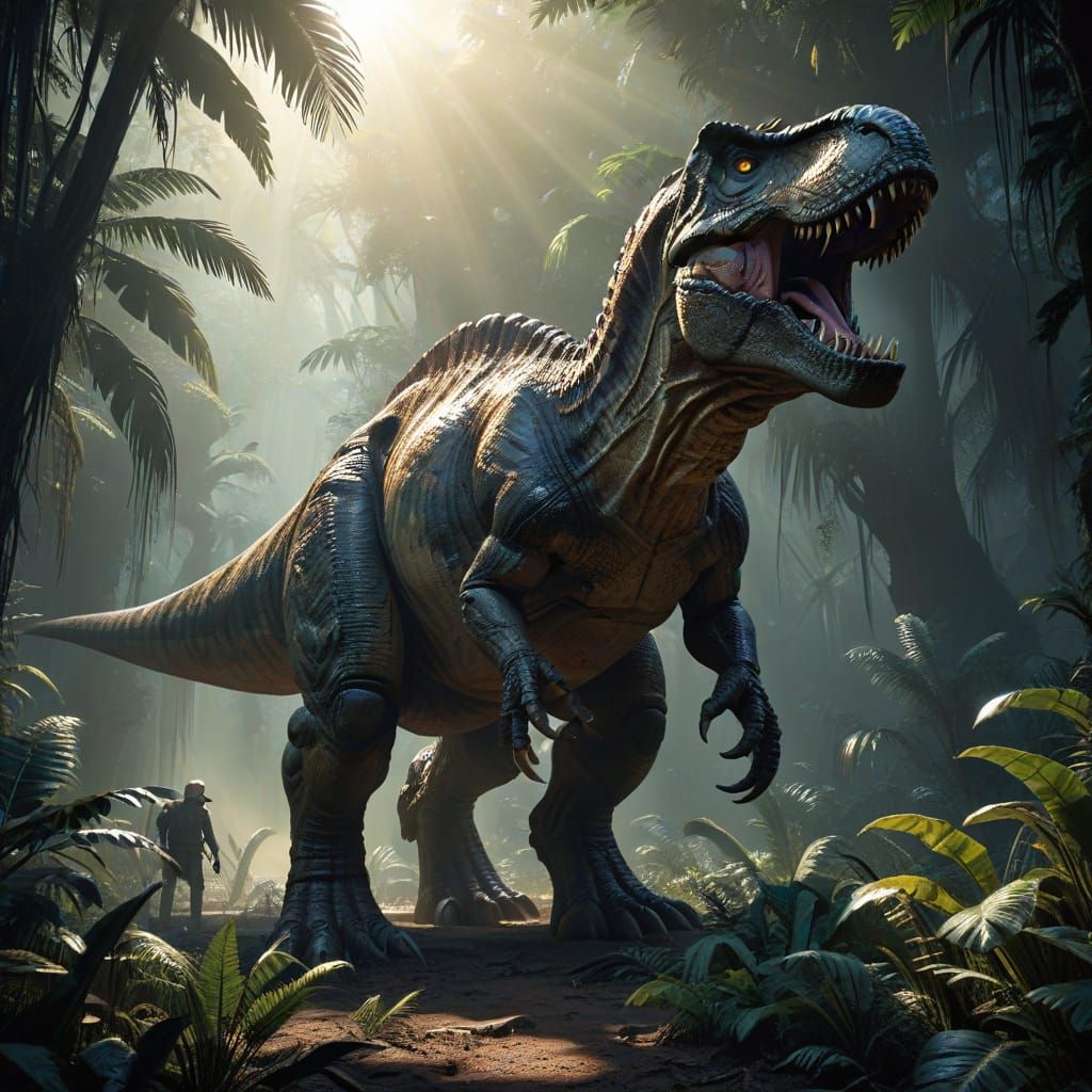 Colossal T-Rex Emerges From Primeval Jungle Under Alien Sun