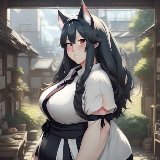 Curvy Anime Girl in Manga Style