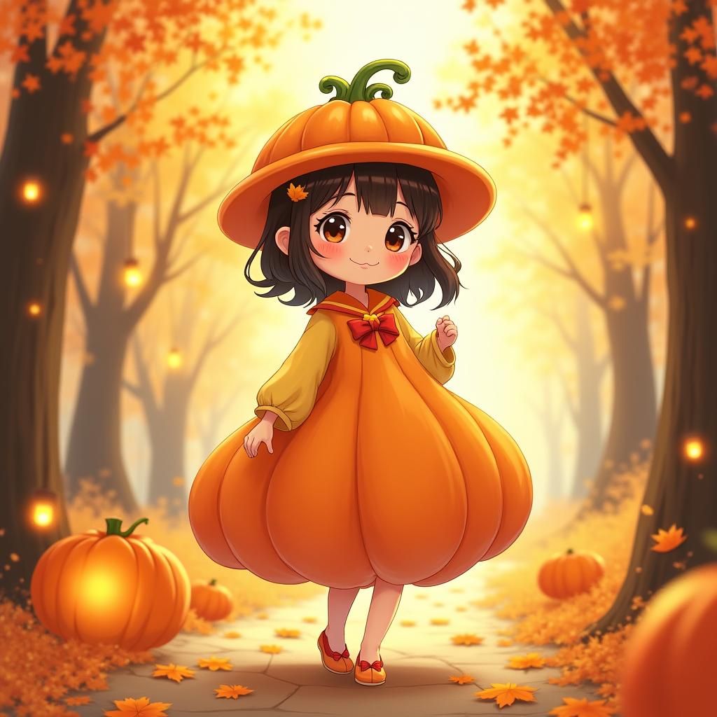 Pumpkin Girl in Anime Key Visual Style