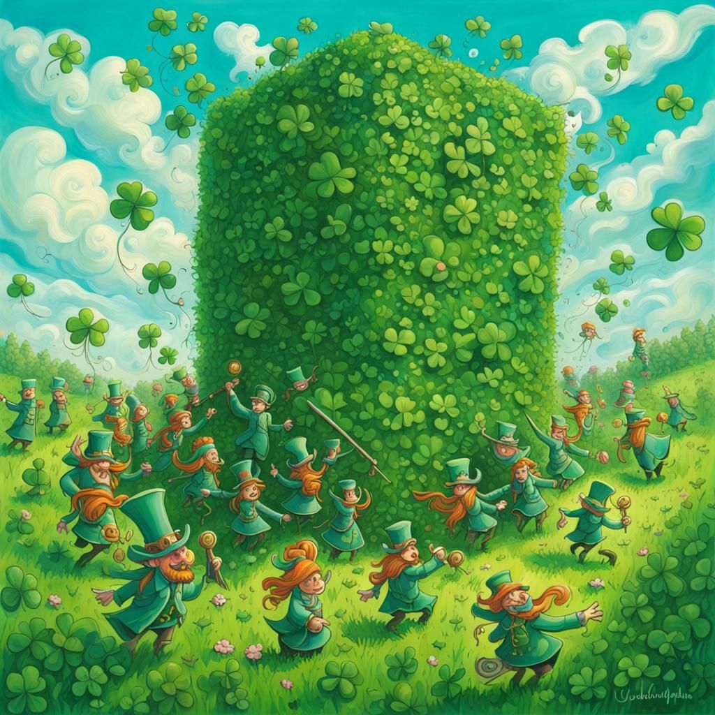 Surreal Leprechaun Cube in Clover Meadow