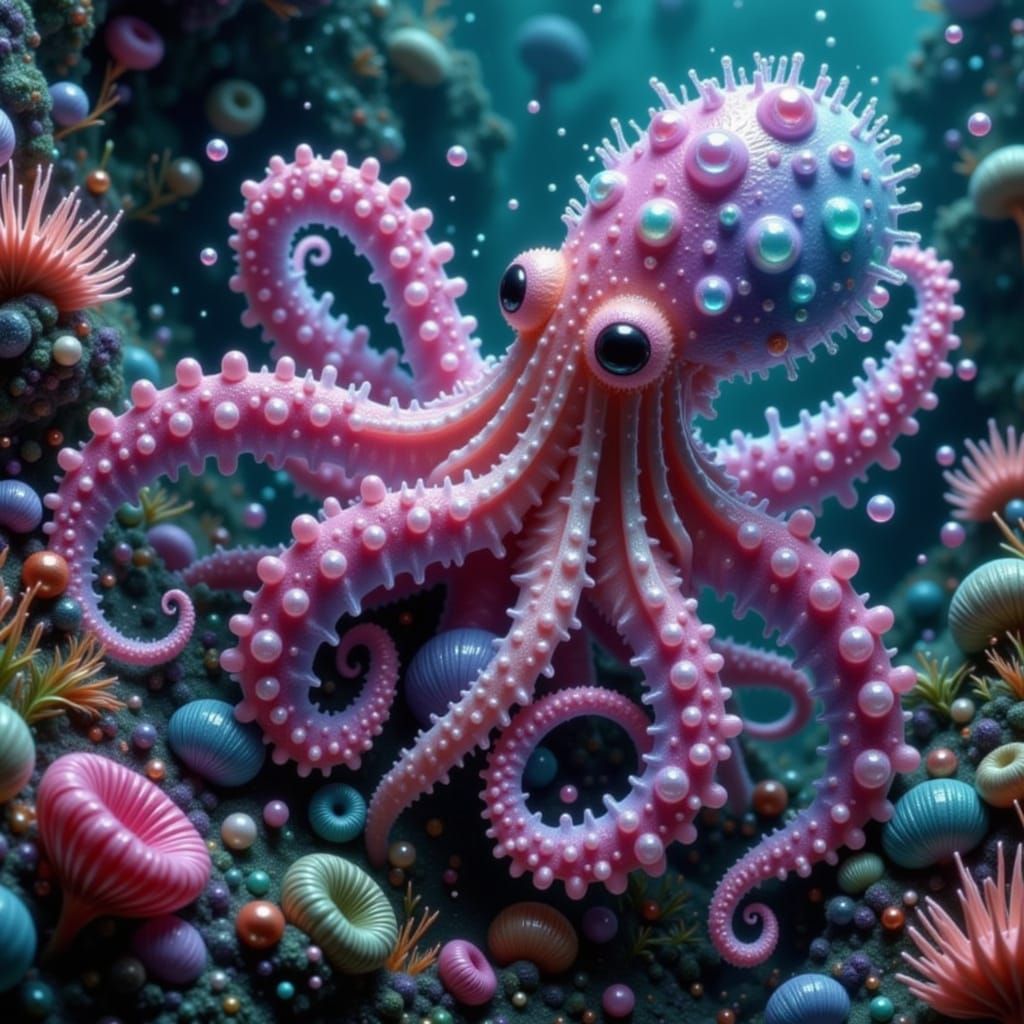 Pink Dumbo Octopus Drifts in Deep Ocean Abyss