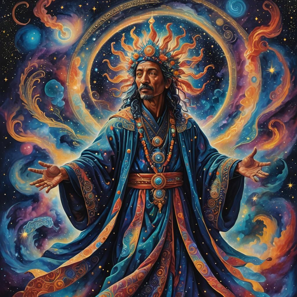 Vibrant Astral Cosmos: A Shamanic Vision