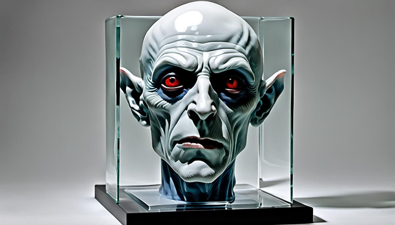 Hyperrealistic Glass Nosferatu Sculpture in Berger Style