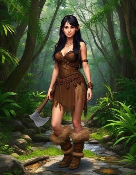 Elf Warrior in Jungle, as Digital Matte Painting