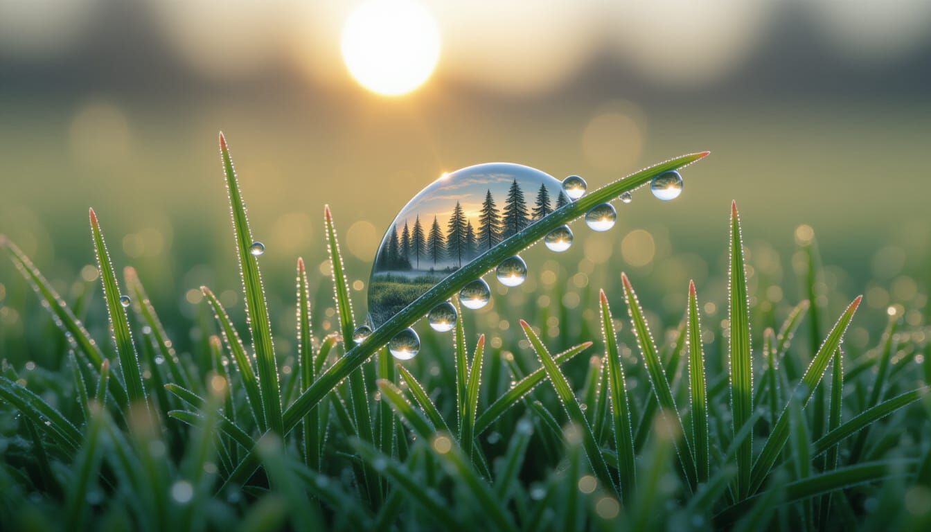 Dew-Kissed Blade of Grass at Dawn