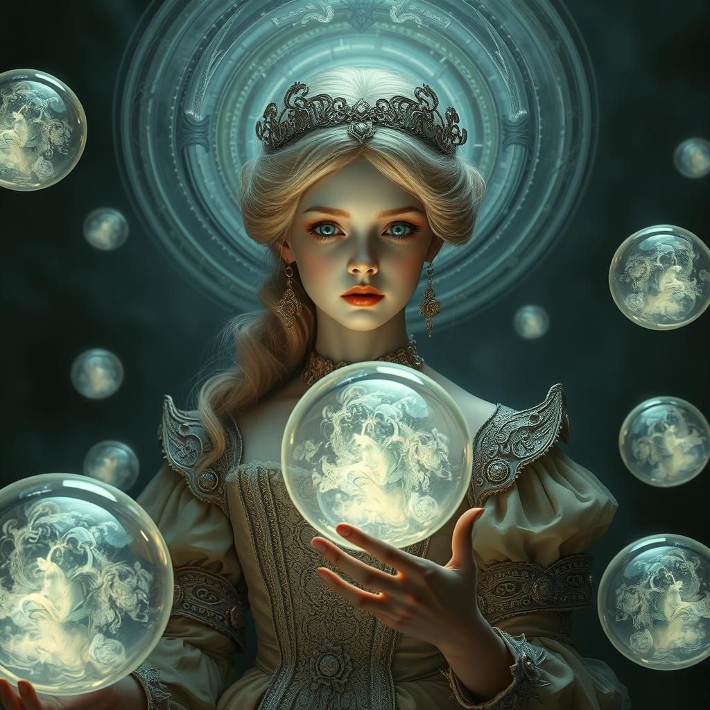 Baroque Girl's Supernatural Encounter in Digital Matte Paint...