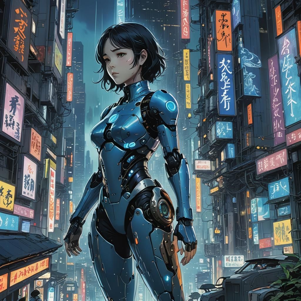 Cinematic Cyberpunk Portrait of Cortana in Neo Tokyo Armor
