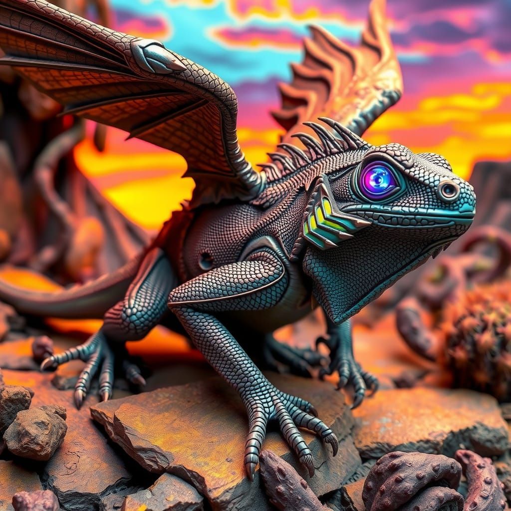 a carnivorous winged iguana