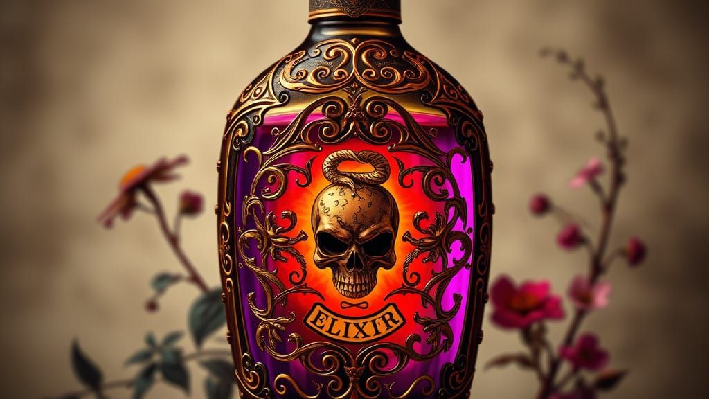 A mysterious elixir in a vintage-inspired bottle