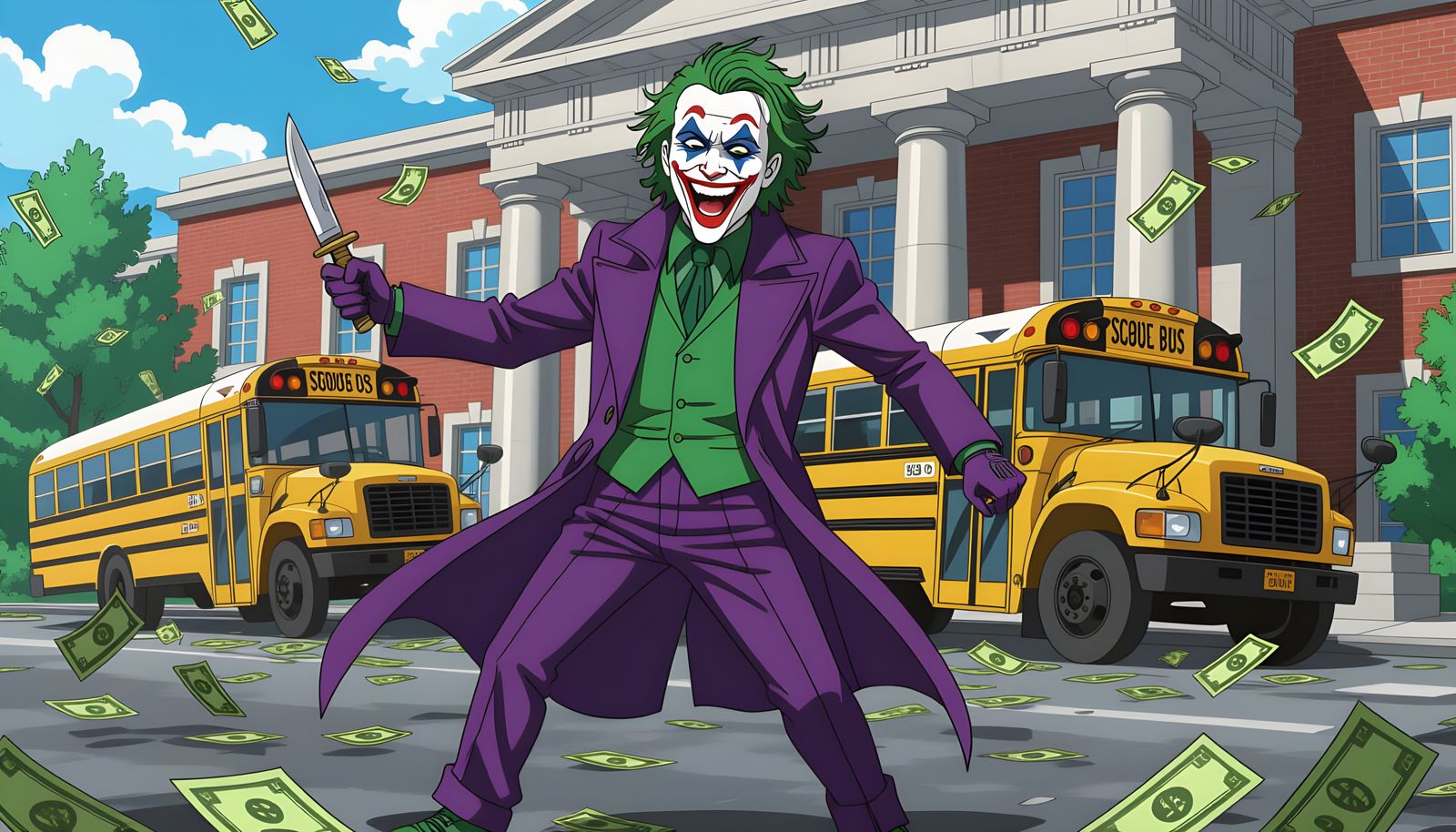 Joker Laughing in Chibi Anime Style