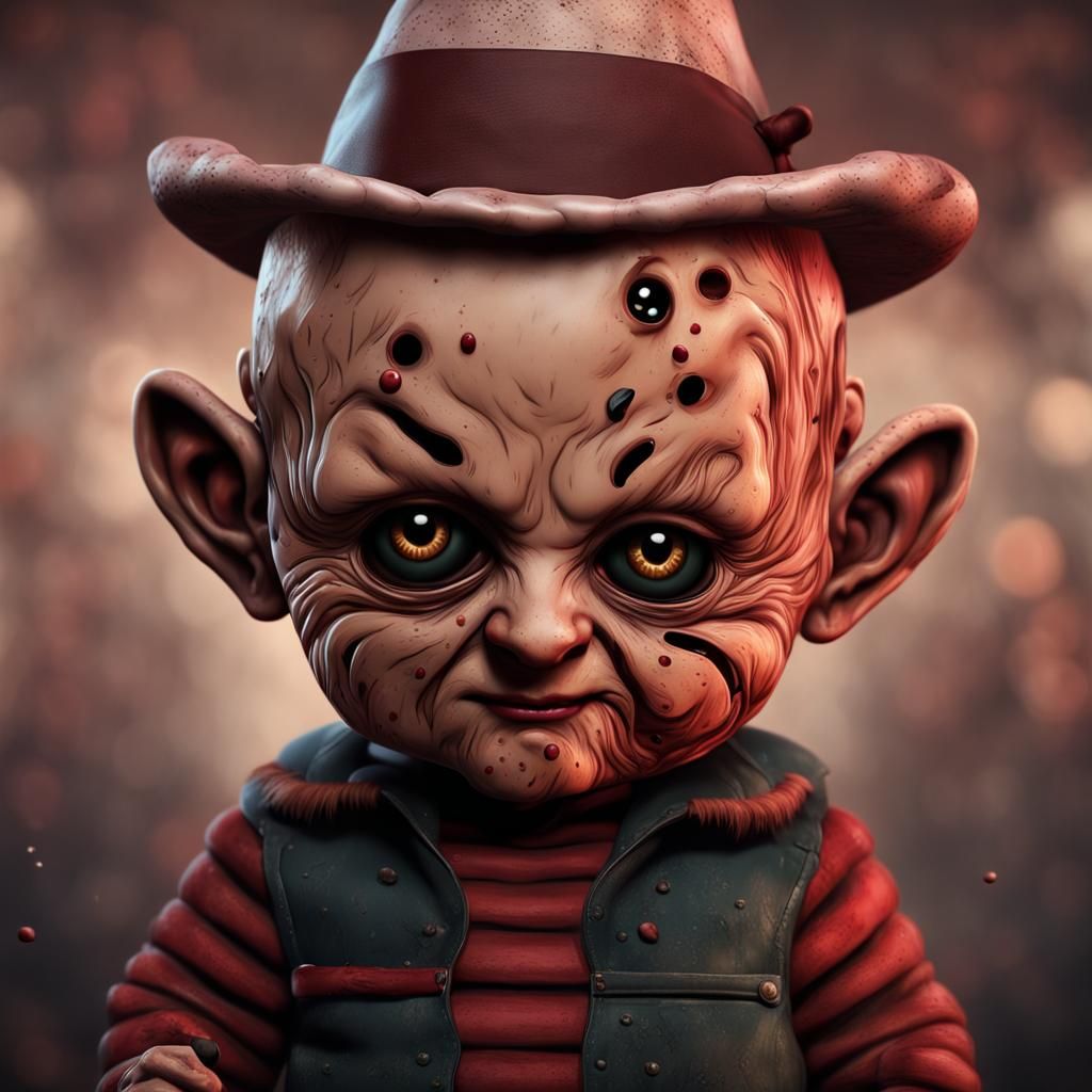 Freddy Krueger as a cute baby, cartoon effect