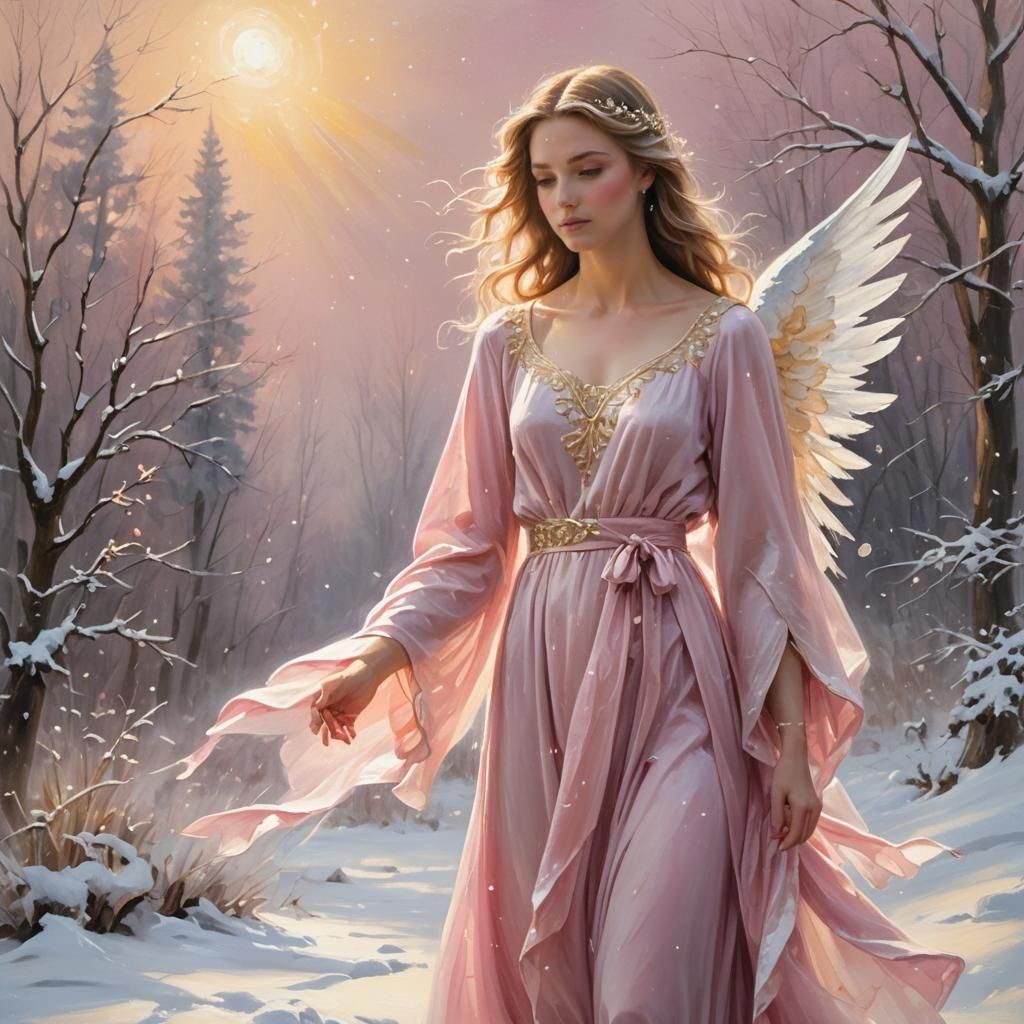 Divine Winter Wonderland with Soft Focus Angel