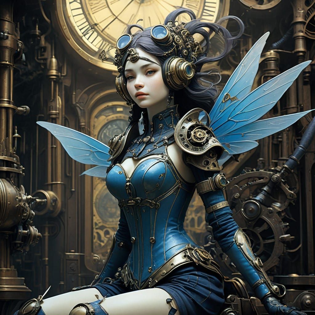 Steampunk Fairy Tinkerer in Gilded Fantasy Engine