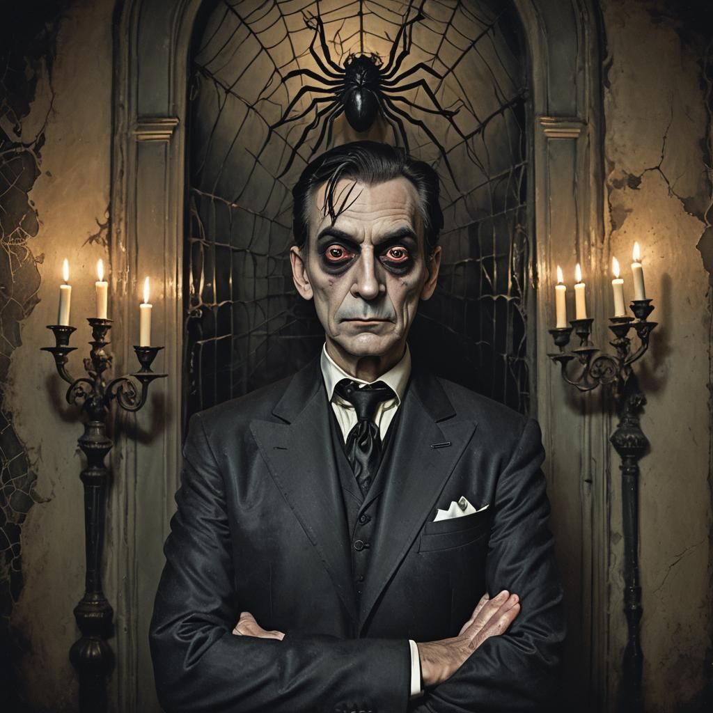 Creepy Landlord: Gothic Portrait in Film Noir Style