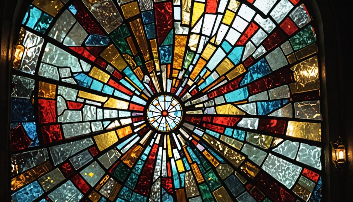Shattered Stained Glass Window in Slow Motion