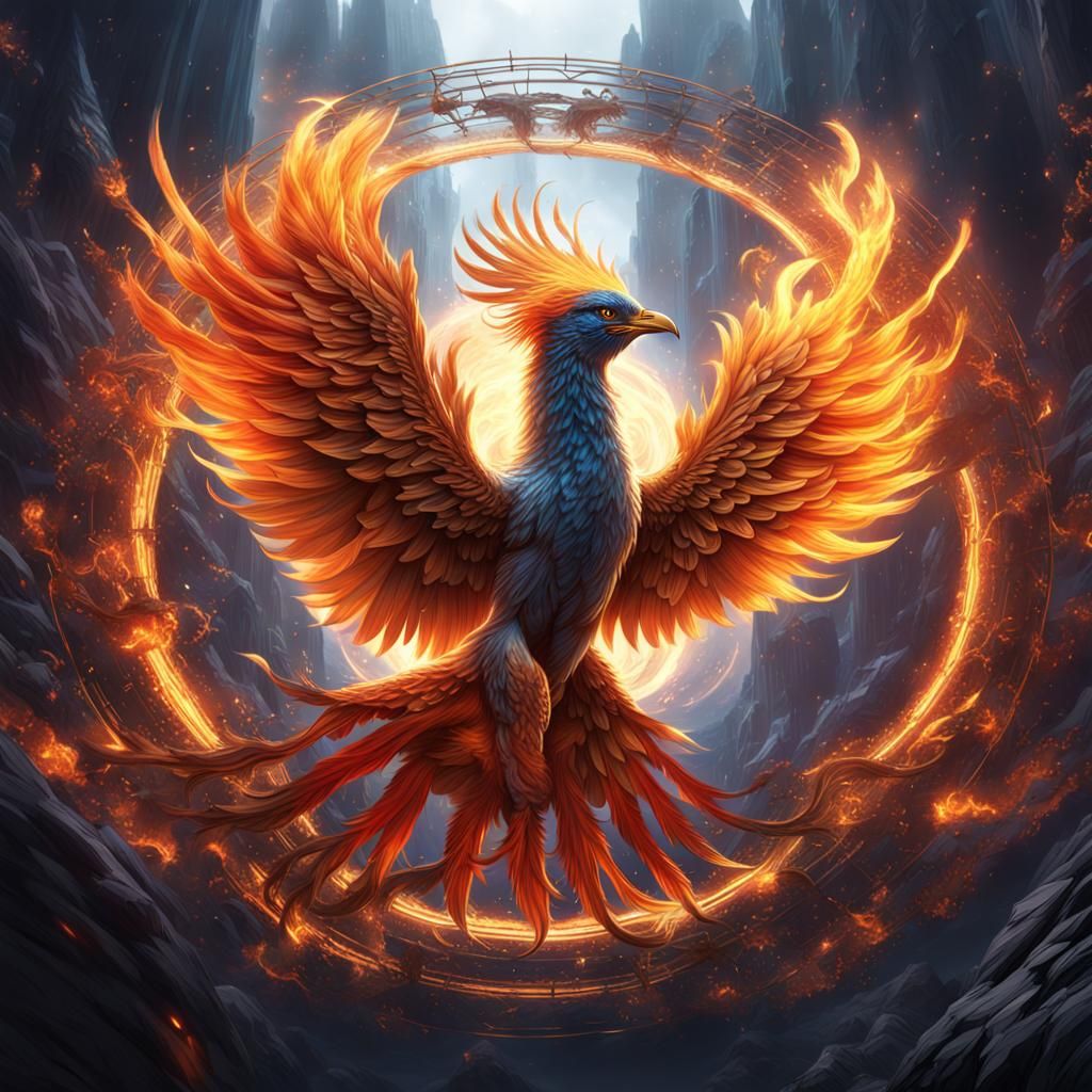 Phoenix Circling a White Hole: Fantasy Concept Art