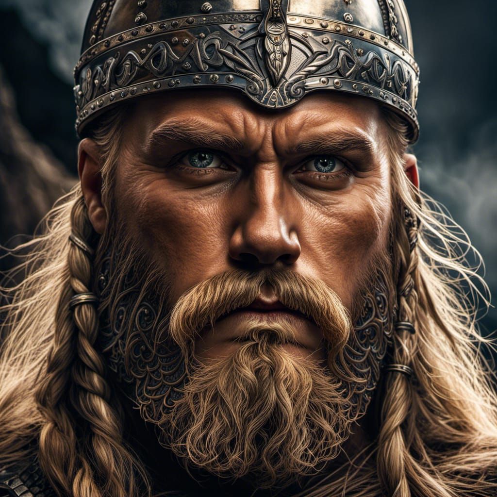 Detailed Viking Portrait in Dramatic Light