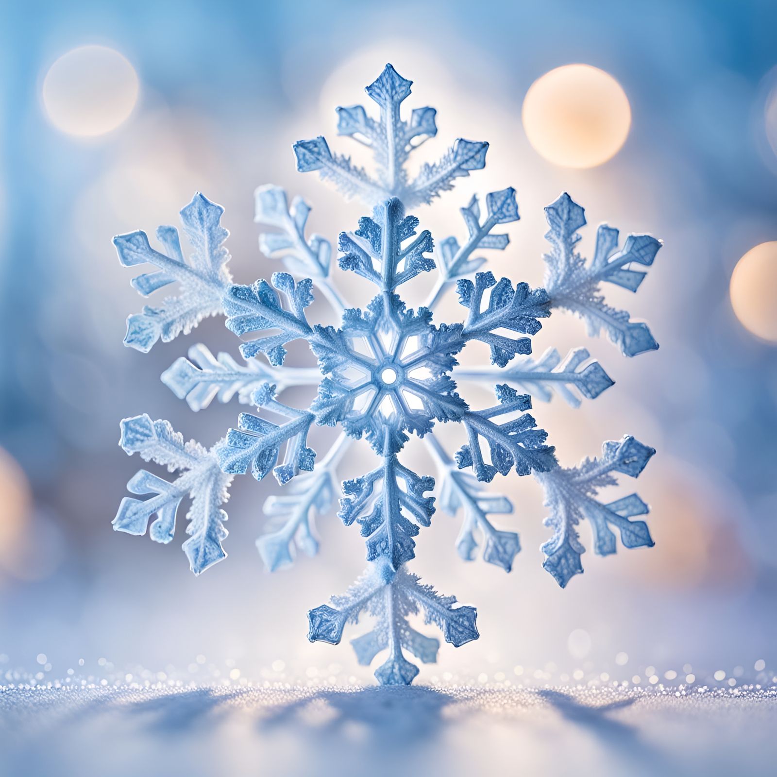 Intricate Macro Photograph of a Backlit Snowflake