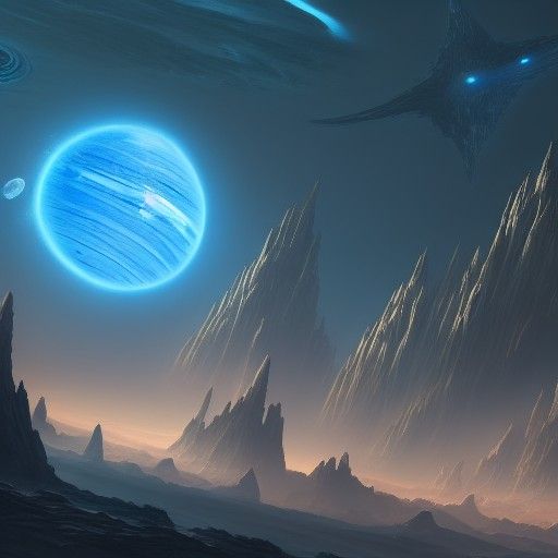 Blue Planet with Ships: Detailed Matte Painting