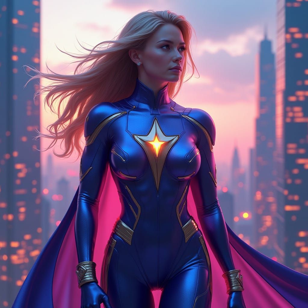 Galaxy Hyperreal, a Powerful Female Superhero in a Futuristi...