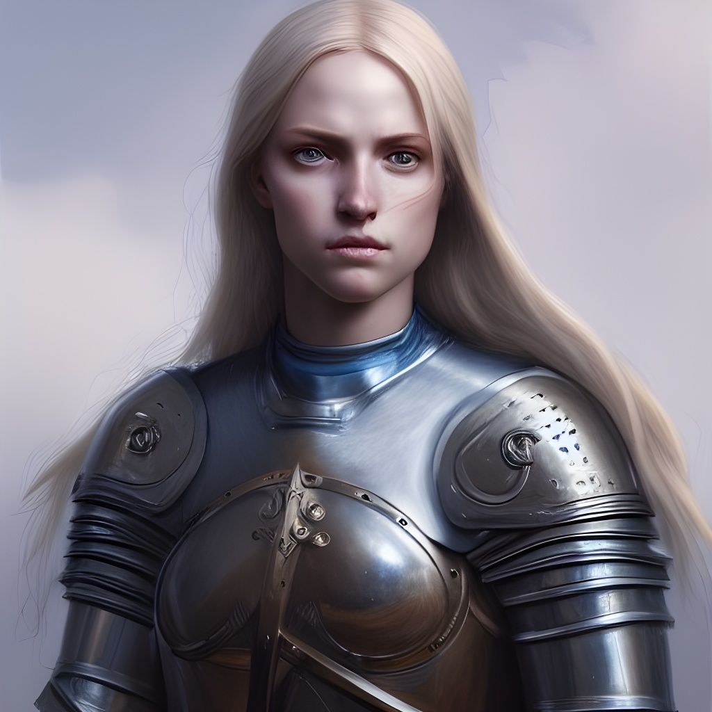 Hyperrealistic Joan of Arc Portrait in Medieval Armor