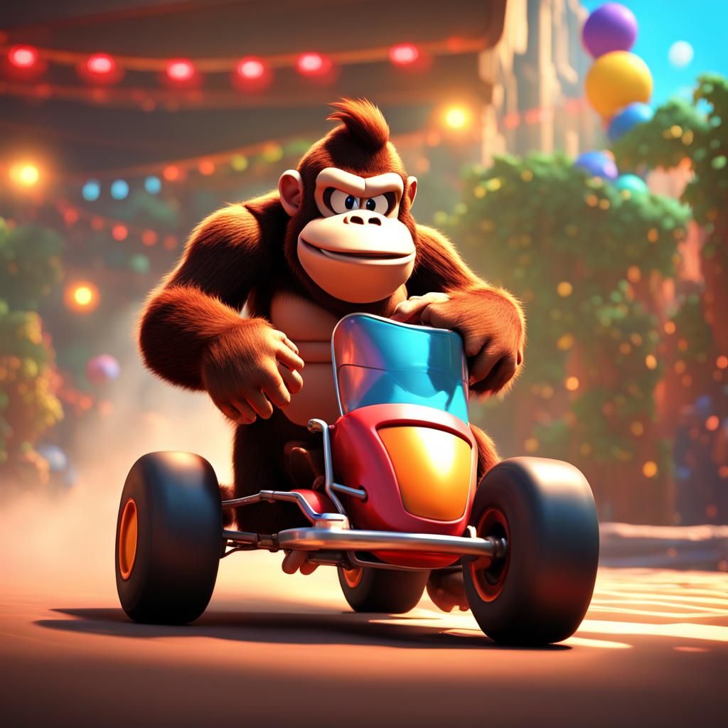 Donkey Kong Kart Chase: 3D Digital Art