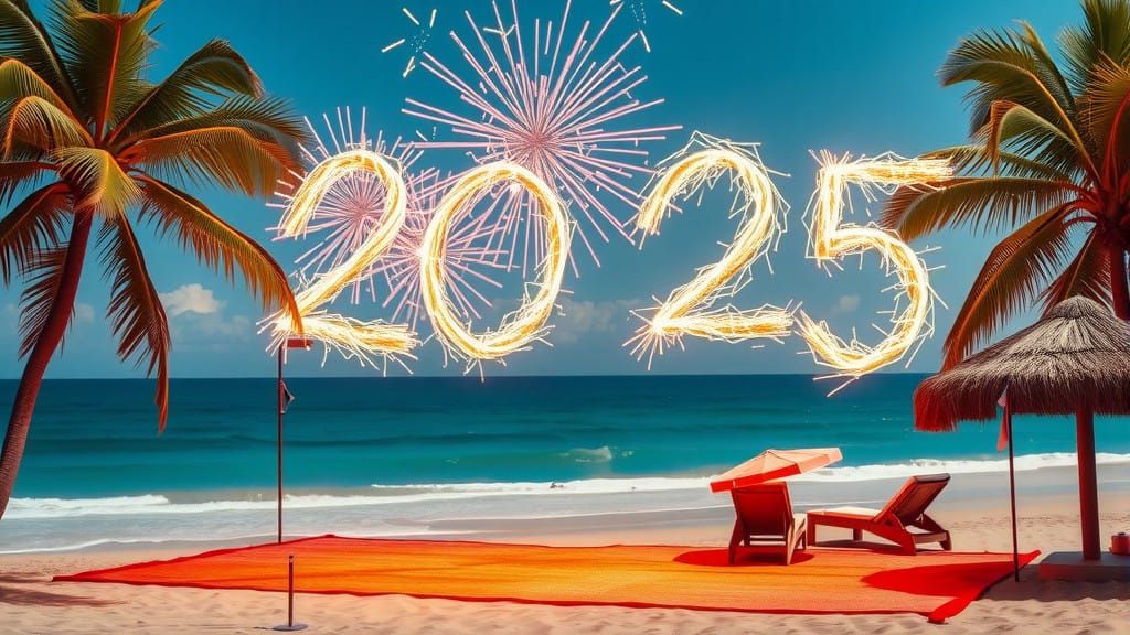 New Year's Eve Beach Party in Vibrant Colors