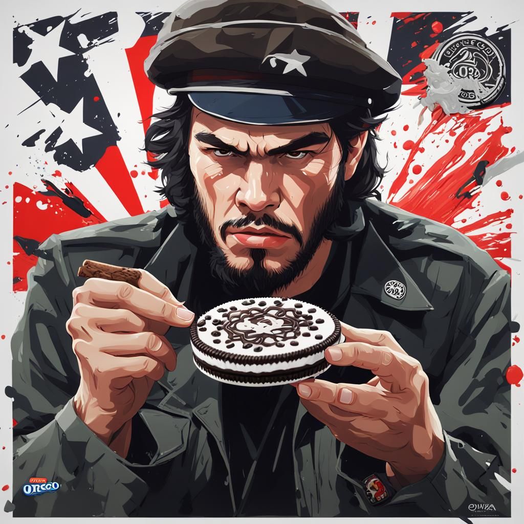 Che Guevara Bites Oreo: 3D Anime Art