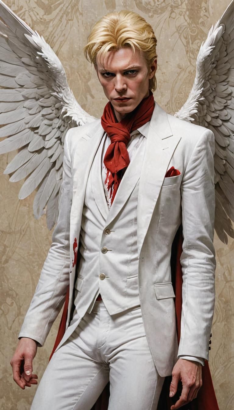 Lucifer in White Suit with Wings, Comic Art