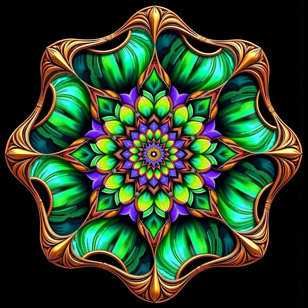 Intricate 3D Fractal in Stained Glass Style