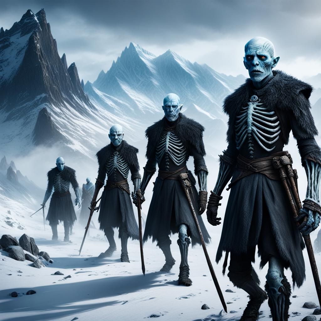 White Walker Skeletons in Snowy Game of Thrones Landscape