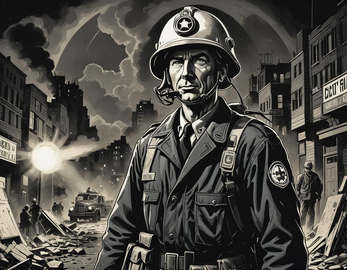 Noir Comic Style Civil Defense Poster