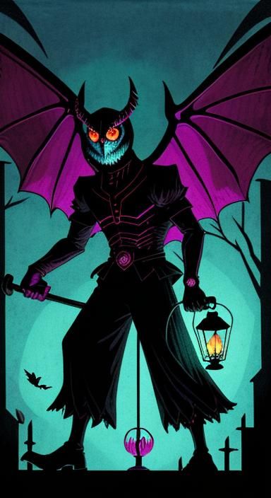 Mothman Cryptid in Isometric Tarot Illustration