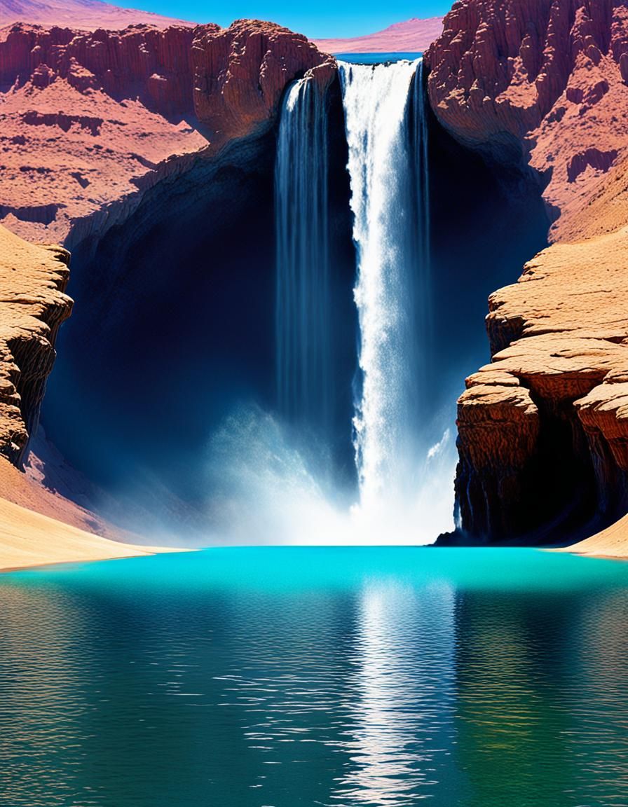 Sci-Fi Waterfall in Space with Spray Paint Effect